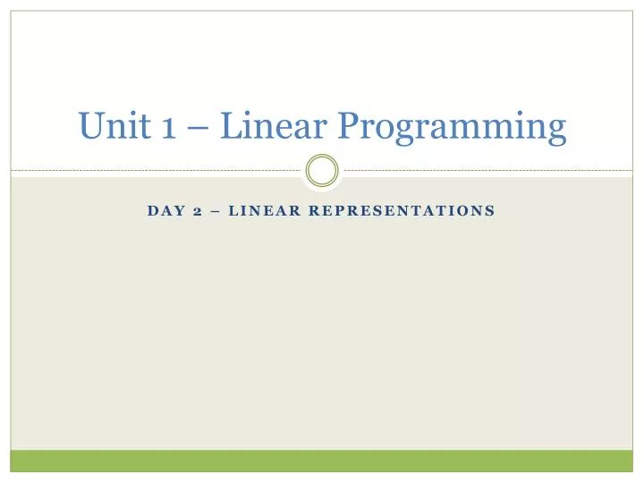unit 1 linear programming