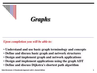 Upon completion you will be able to: Understand and use basic graph terminology and concepts