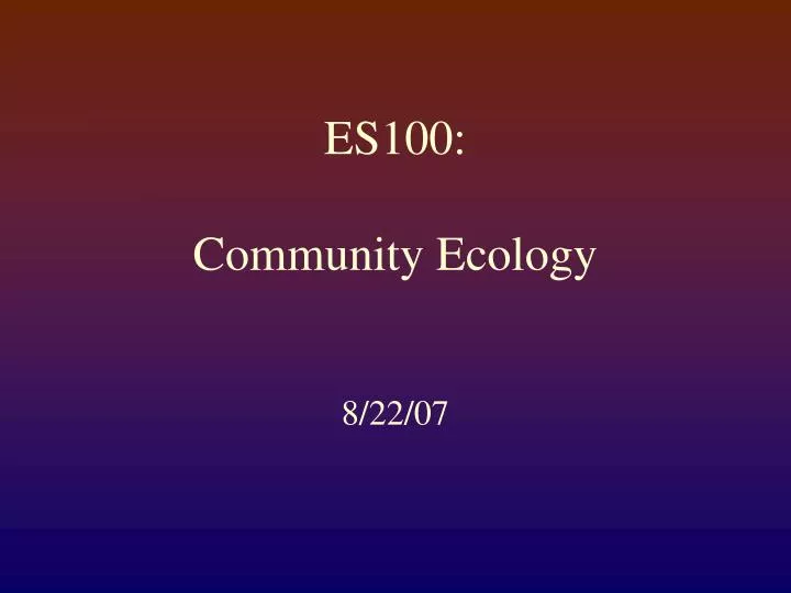 es100 community ecology