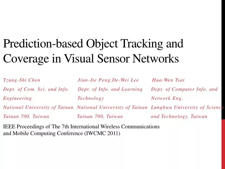 prediction based object tracking and coverage in visual sensor networks