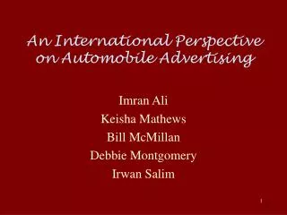 An International Perspective on Automobile Advertising