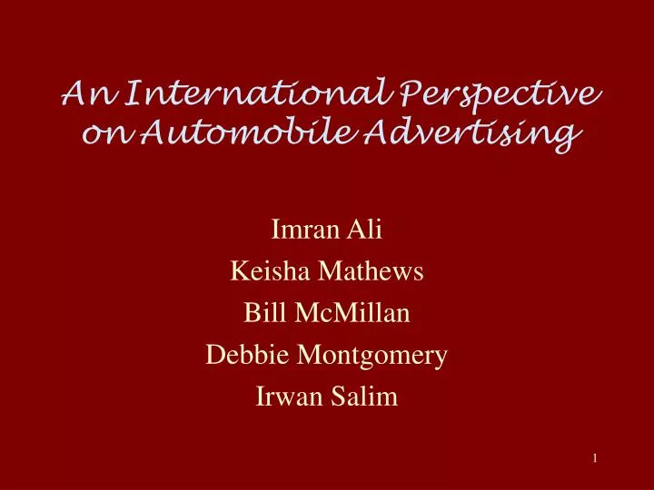an international perspective on automobile advertising