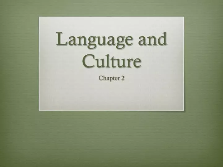 language and culture