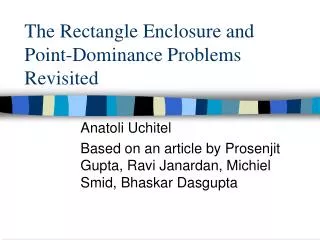 The Rectangle Enclosure and Point-Dominance Problems Revisited