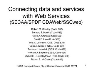 Connecting data and services with Web Services (SECAA/SPDF CDAWeb/SSCweb)
