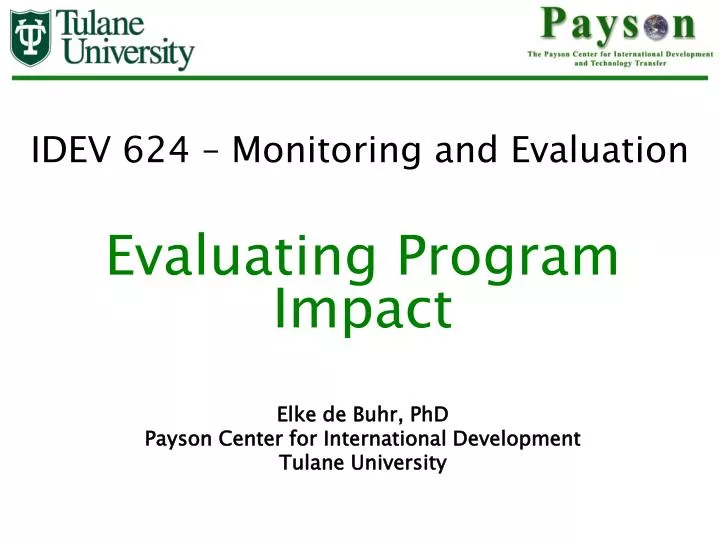 idev 624 monitoring and evaluation