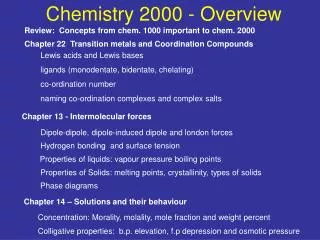 Chemistry 2000 - Overview