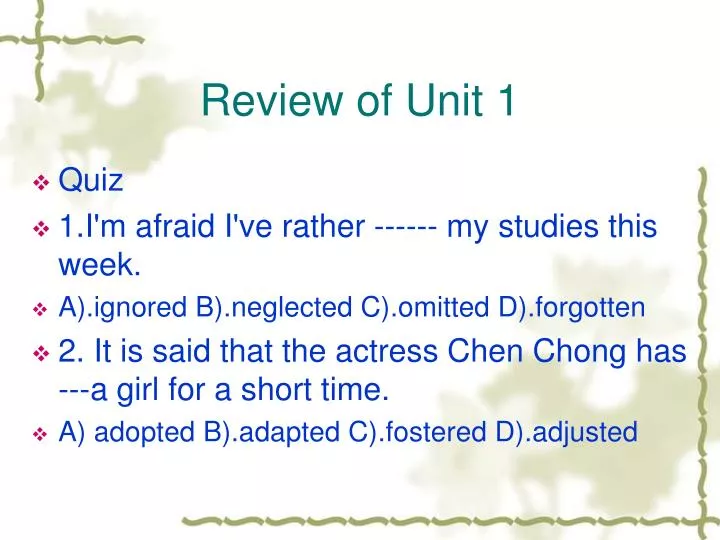 review of unit 1
