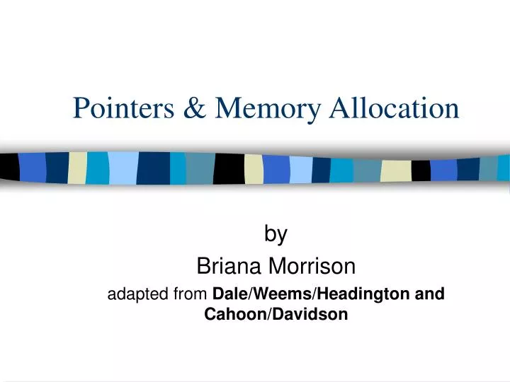 pointers memory allocation
