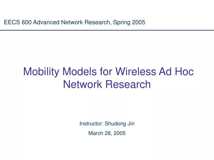 mobility models for wireless ad hoc network research