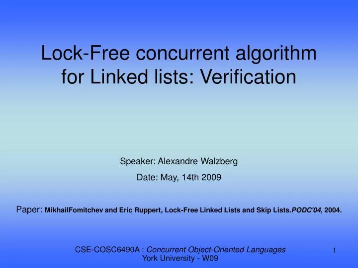 lock free concurrent algorithm for linked lists verification