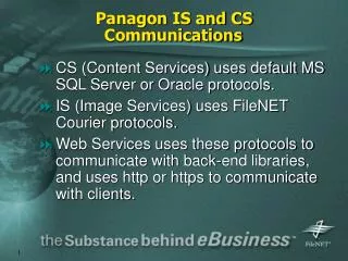 Panagon IS and CS Communications