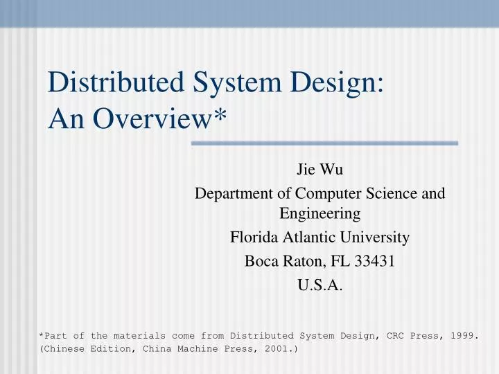 distributed system design an overview
