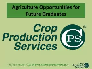 Agriculture Opportunities for Future Graduates