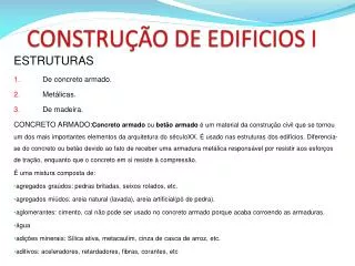 CONSTRUÇÃO DE EDIFICIOS I