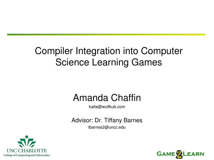compiler integration into computer science learning games