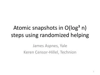 Atomic snapshots in O (log³ n) steps using randomized helping