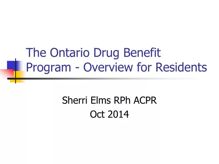 the ontario drug benefit program overview for residents