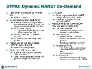 DYMO: Dynamic MANET On-Demand
