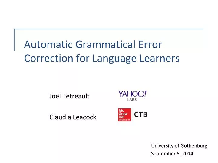 automatic grammatical error correction for language learners