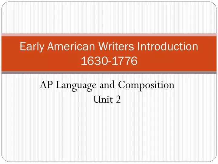 early american writers introduction 1630 1776