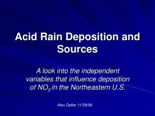 Acid Rain Deposition and Sources
