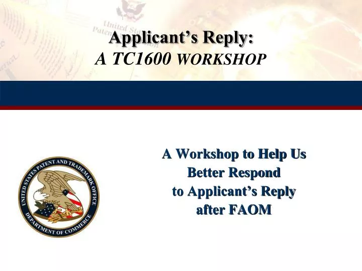 applicant s reply a tc1600 workshop