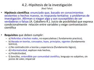 4.2.-Hipótesis de la investigación (Raúl Tafur)