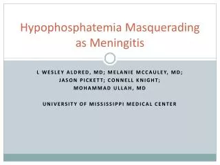 Hypophosphatemia Masquerading as Meningitis