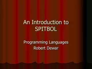 An Introduction to SPITBOL