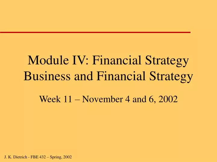 module iv financial strategy business and financial strategy