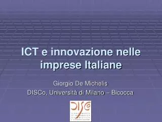 ICT e innovazione nelle imprese Italiane