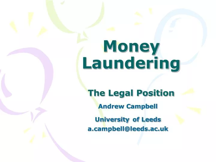 money laundering the legal position