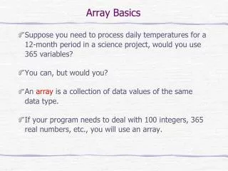 Array Basics