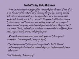 Creative Writing Poetry Assignment
