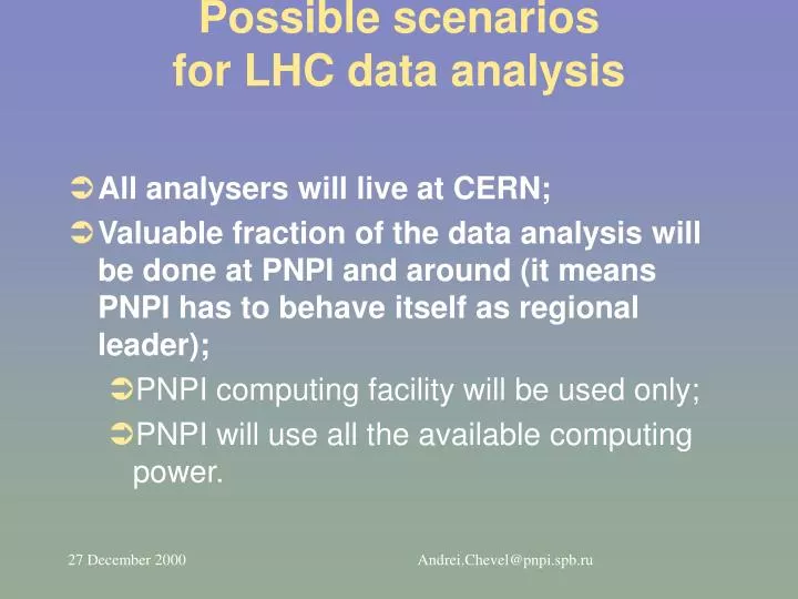 possible scenarios for lhc data analysis
