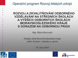 opera n program rozvoj lidsk ch zdroj
