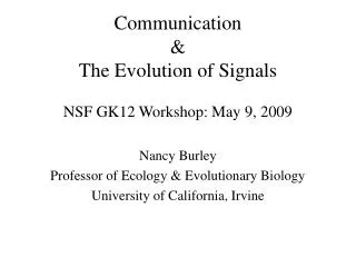 Communication &amp; The Evolution of Signals