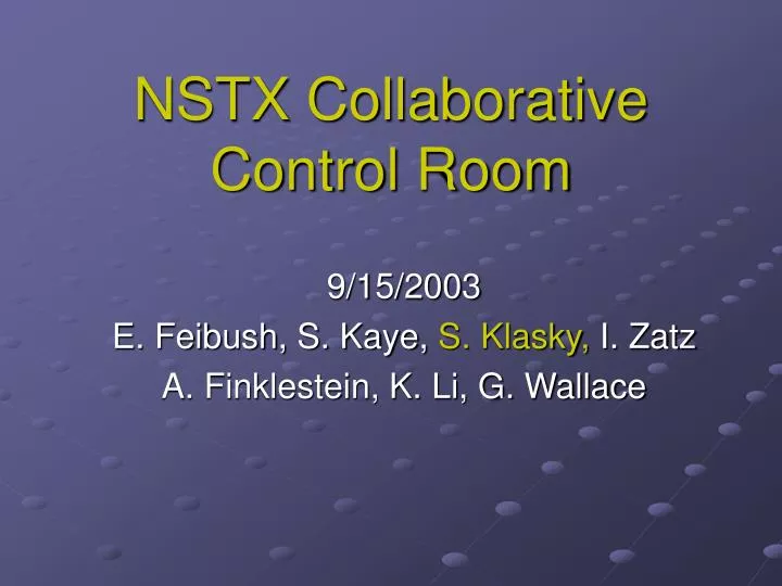 nstx collaborative control room