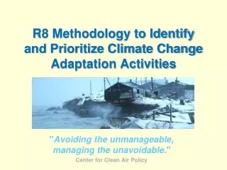 R8 Methodology to Identify and Prioritize Climate Change Adaptation Activities