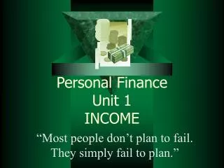 Personal Finance Unit 1 INCOME