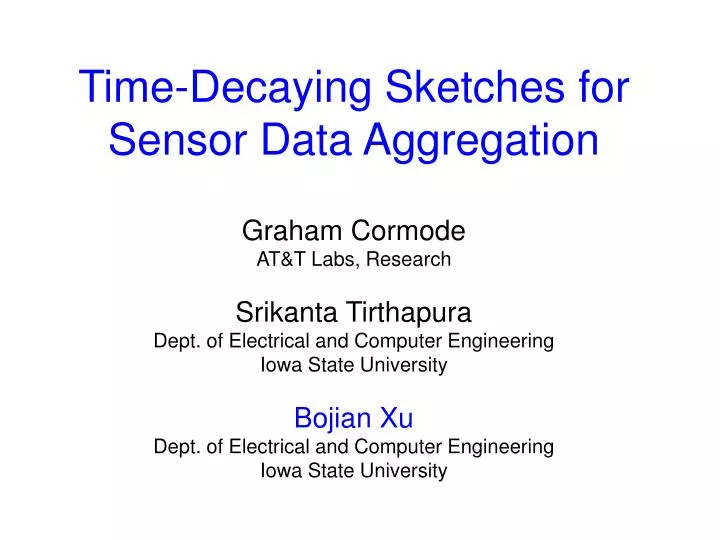 time decaying sketches for sensor data aggregation