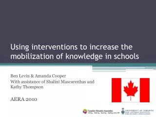 Using interventions to increase the mobilization of knowledge in schools