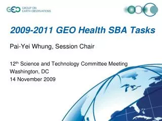 2009-2011 GEO Health SBA Tasks