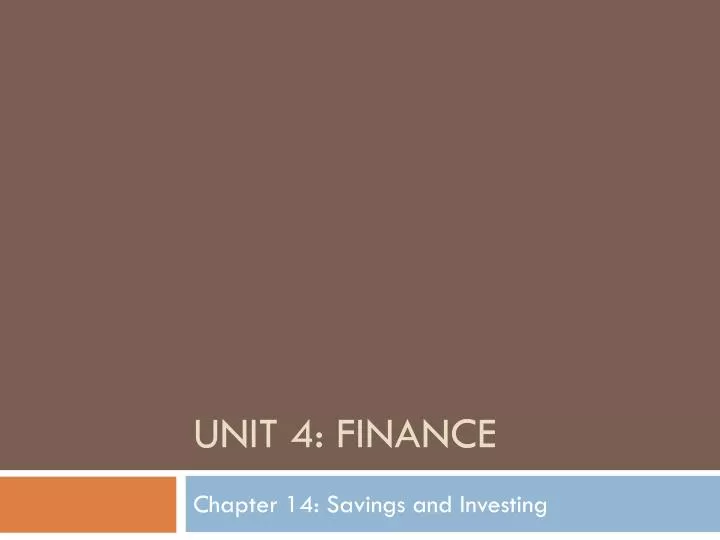 unit 4 finance