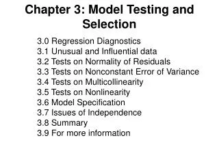 Chapter 3: Model Testing and Selection