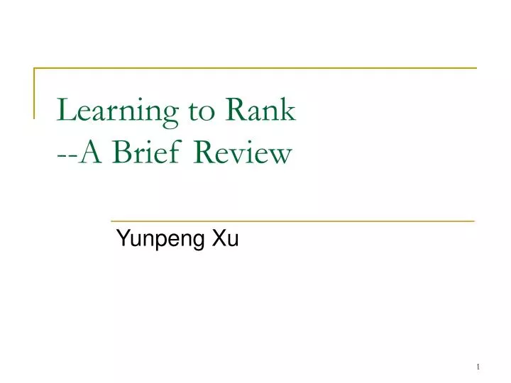 learning to rank a brief review