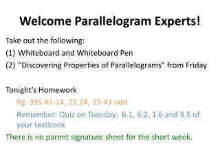 Welcome Parallelogram Experts!