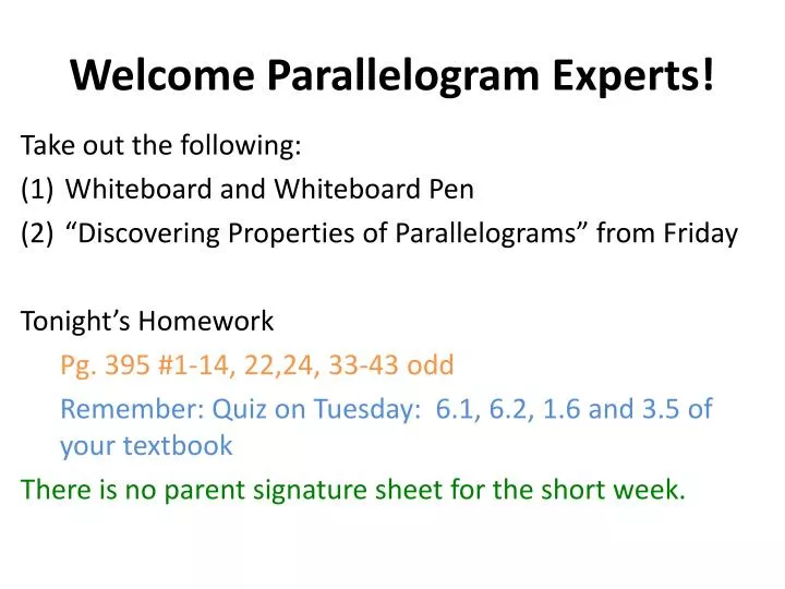 welcome parallelogram experts
