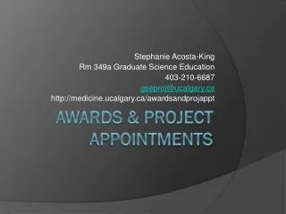 Awards &amp; Project Appointments